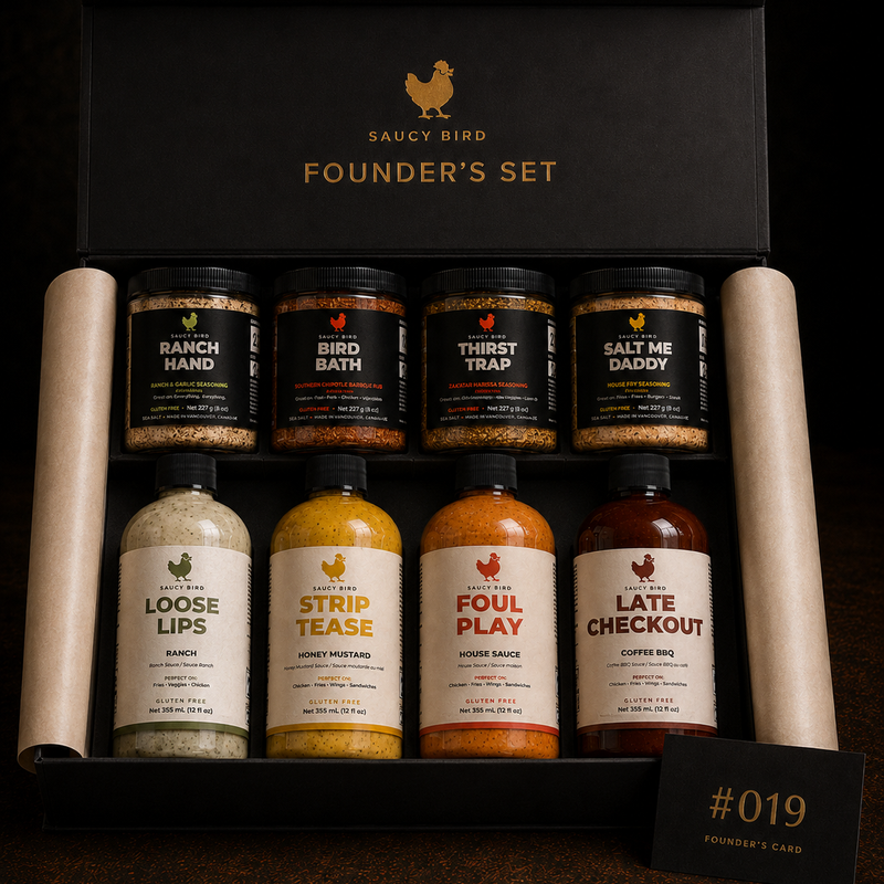 The Founding 50 — complete Saucy Bird sauce and rub set with founder card